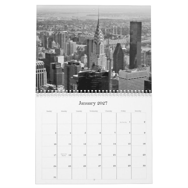New York kalender 2012 (Jan 2027)