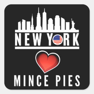 New York Kärlek Mince Paj Cityscape Fyrkantigt Klistermärke