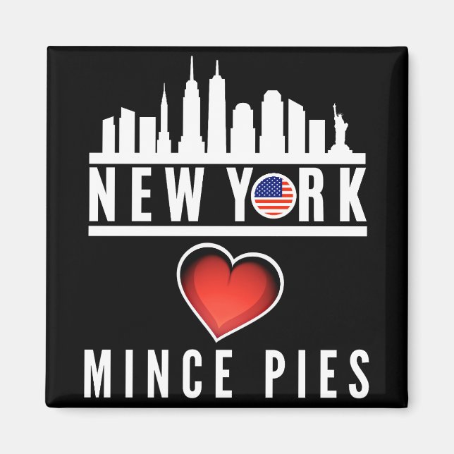 New York Kärlek Mince Paj Cityscape Magnet (Framsidan)