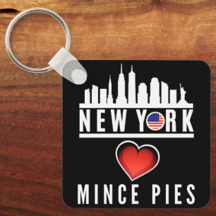New York Kärlek Mince Paj Cityscape Nyckelring