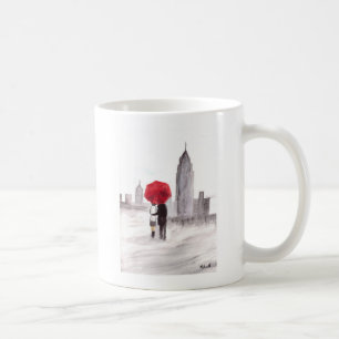 New York kärlek-par med rött paraply Kaffemugg
