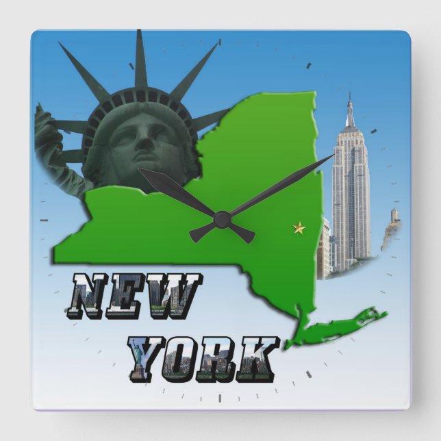 New York Karta, Frihetsgudinnan, monument Fyrkantig Klocka (Framsida)
