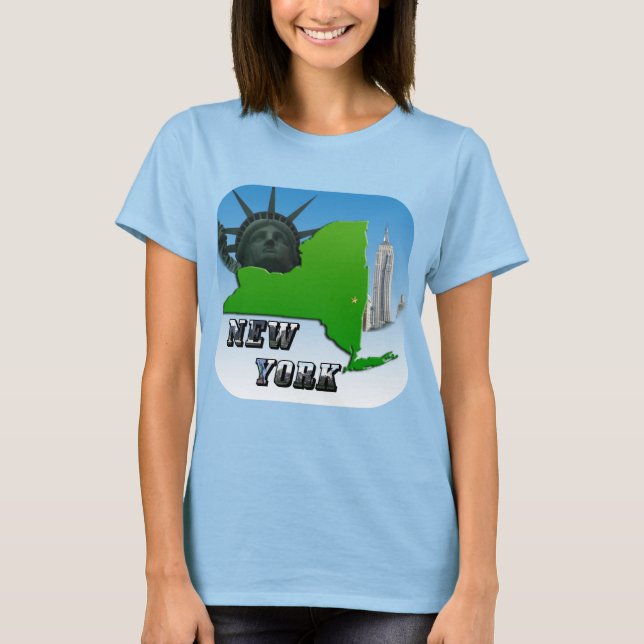 New York Karta, Frihetsgudinnan, monument Kvinnor T Shirt (Framsida)