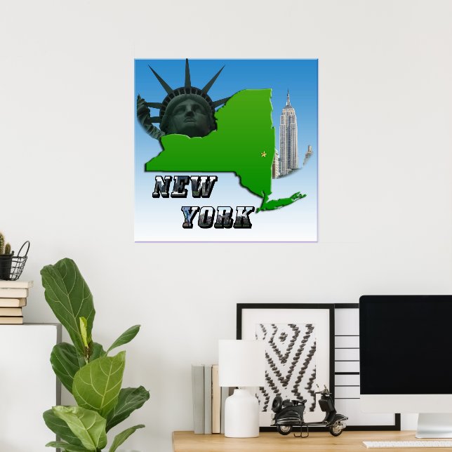 New York Karta, Frihetsgudinnan, monument Poster (Hemmakontoret)