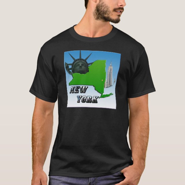 New York Karta, Frihetsgudinnan, monument T Shirt (Framsida)