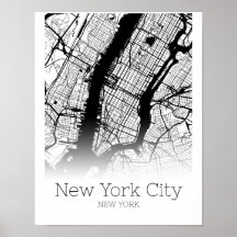 New York Karta - New York City NYC - Karta Poster