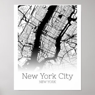 New York Karta - New York City NYC - Karta Poster