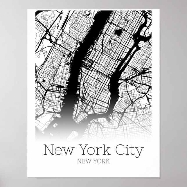 New York Karta - New York City NYC - Karta Poster (Framsidan)
