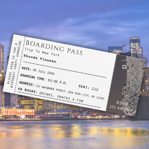 New York Karta-påstigningsresa Flygplan Biljett