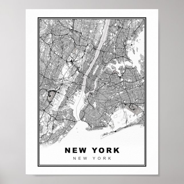 New York Karta Poster (Framsidan)