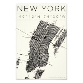 New York-kartaffisch – Minimal konst Fototryck