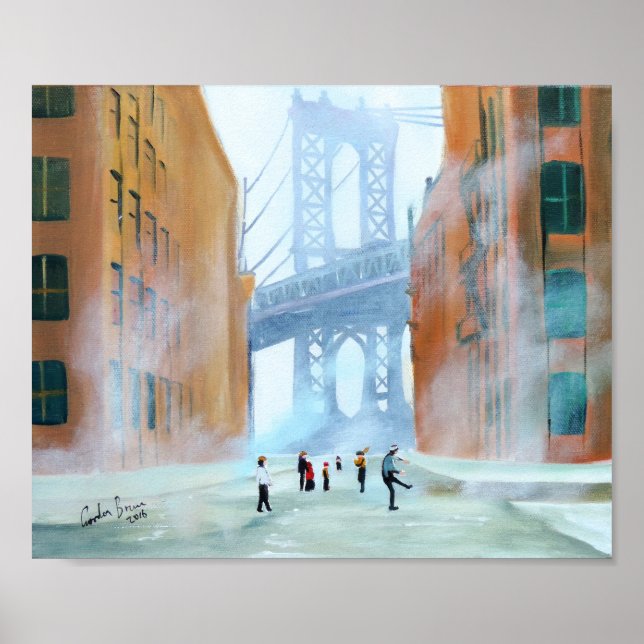New York-kliball Brooklyn Bridge Gordon Bruce ar Poster (Framsidan)