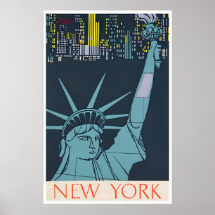 New York Konst NY Resa Affisch Vintage Tryck