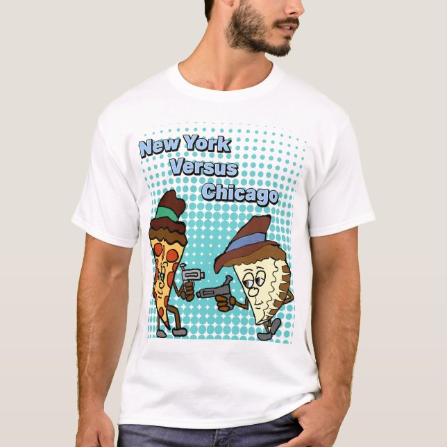 New York kontra Chicago Pizzakrig T Shirt (Framsida)