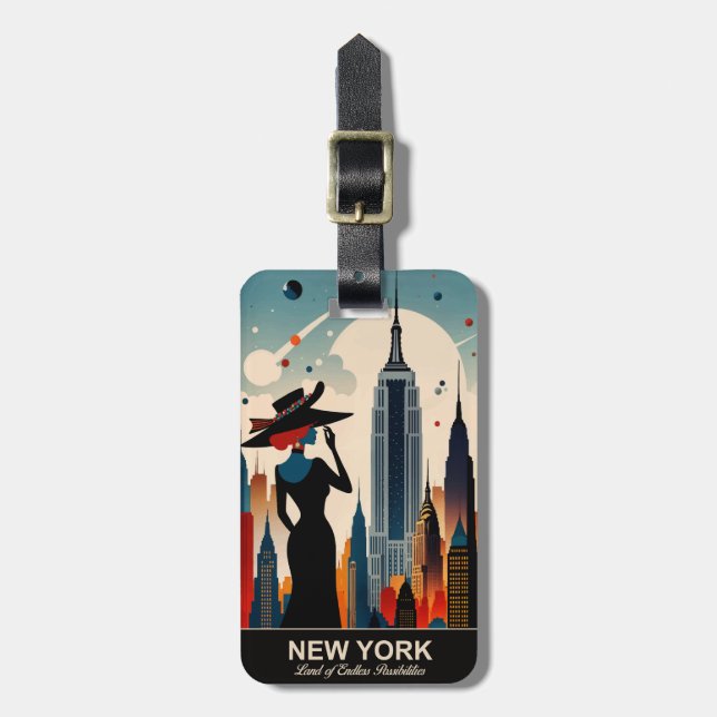 New York Land of Endless Possibilities Bagageetike Bagagebricka (Vertikal Framsida)