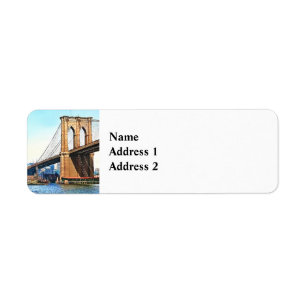 New York-landfästet för Brooklyn Bridge Returadress Etikett