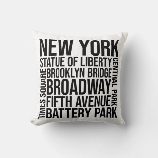 New York Landmarks Typography - USA Ord Art Kudde