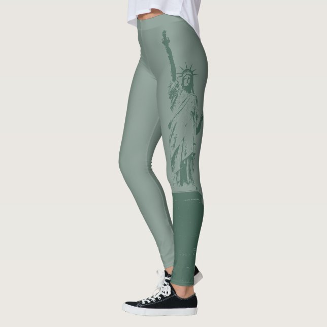 New York Leggings Frihetsgudinnan Stretchy Byxor (Vänster)