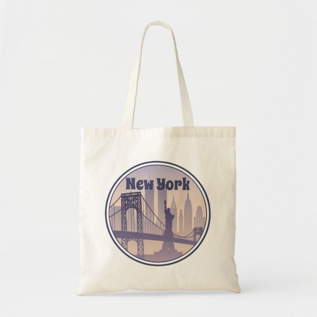 New York Liberty Retro Stil Tote Bag Tygkasse (Framsidan)