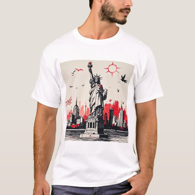 New York Liberty Statue Manar T-Shirt (Framsida)