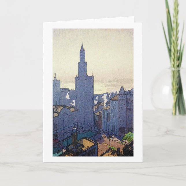 New York Ligcape, Hiroshi Yoshida, Woodcut Kort (Framsida)