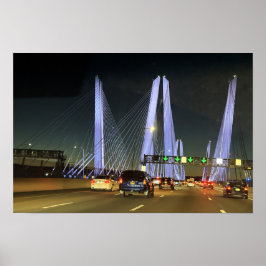 New York Lighted Bridge Affisch