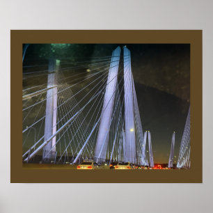 New York Lighted Bridge Affisch
