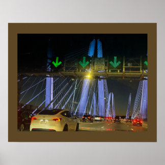 New York Lighted Bridge Affisch
