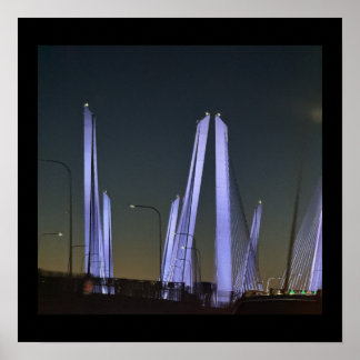 New York Lighted Bridge Affisch