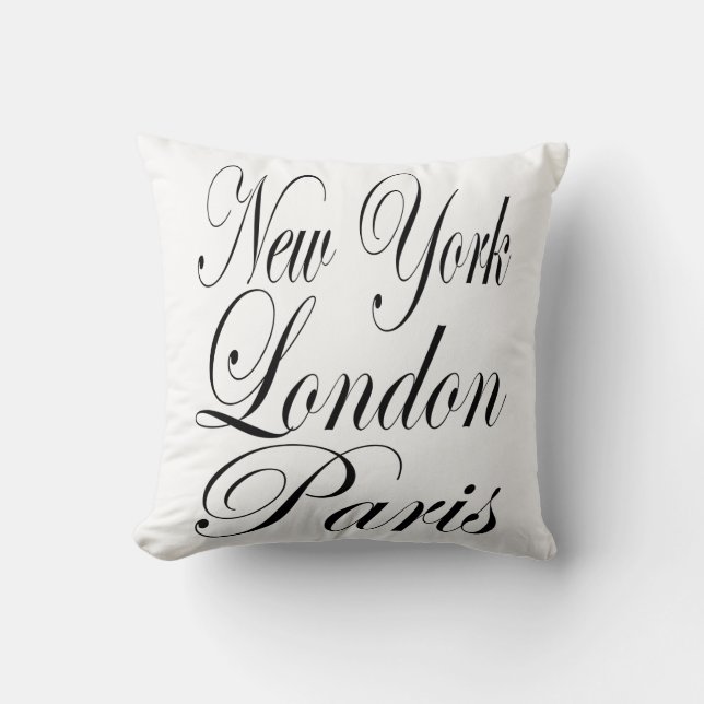 New York London Paris - Typography Slogan Kudde (Framsida)