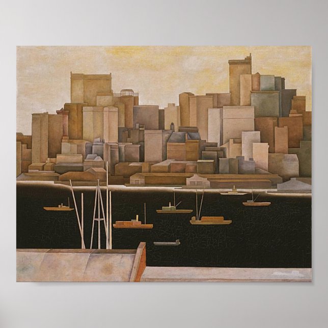 New York, Lower Manhattan av Stefan Hirsch, 1920 Poster (Framsidan)