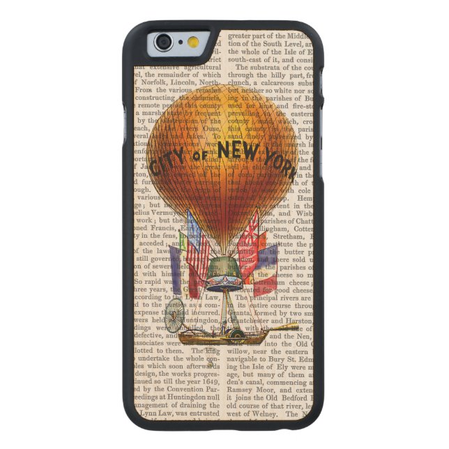 New York-Luftballongen Carved Wood iPhone Skal (Baksidan)
