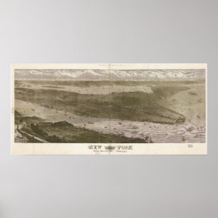 New York Manhattan 1876 Antique Panoramic Karta Poster