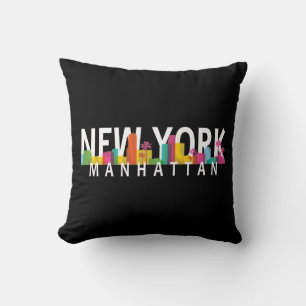 New York Manhattan siluett med palmer Kudde