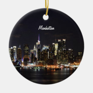 New York, Manhattan Skyline Julgransprydnad Keramik