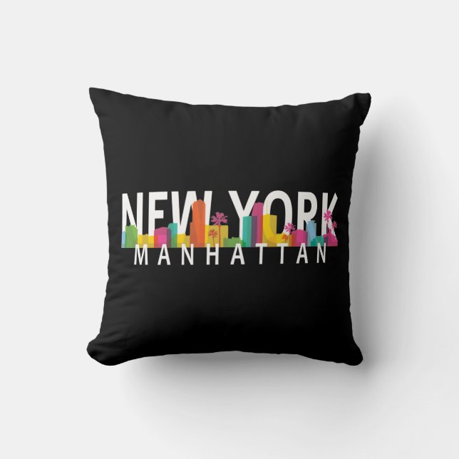 New York Manhattan skyline med handflatan Kudde (Framsida)