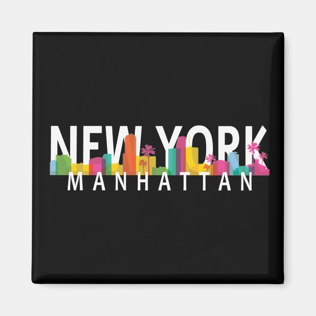 New York Manhattan skyline med handflatan Magnet (Framsidan)