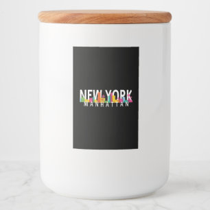 New York Manhattan skyline med handflatan Mat Etikett