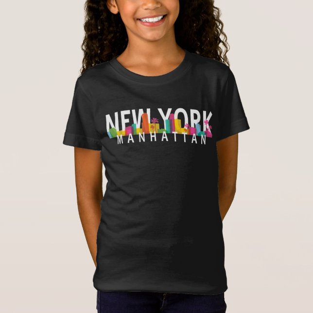 New York Manhattan skyline med handflatan T Shirt (Framsida)