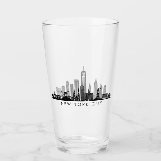 NEW YORK Manhatten USA City Skyline Silhouette Glaskopp (Framsida)