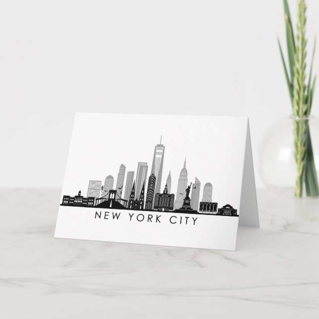 NEW YORK Manhatten USA City Skyline Silhouette Kort (Framsida)
