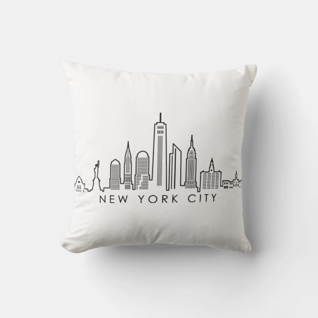 NEW YORK Manhatten USA City Skyline Silhouette Kudde (Framsida)