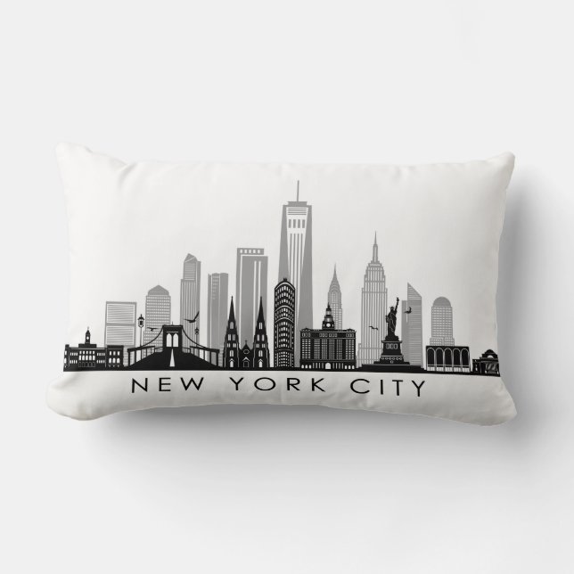 NEW YORK Manhatten USA City Skyline Silhouette Lumbarkudde (Framsida)
