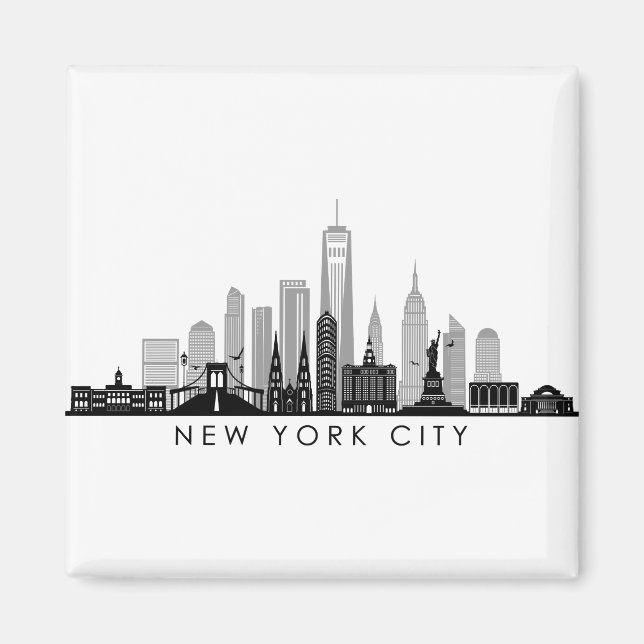 NEW YORK Manhatten USA City Skyline Silhouette Magnet (Framsidan)