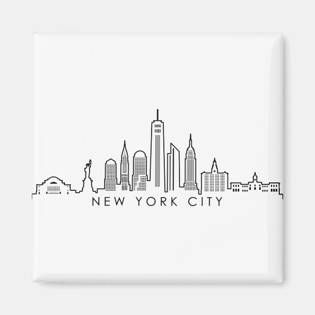 NEW YORK Manhatten USA City Skyline Silhouette Magnet (Framsidan)