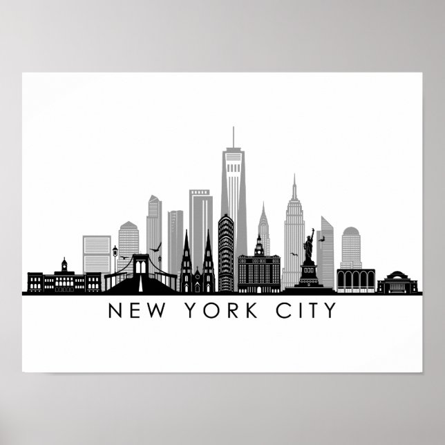 NEW YORK Manhatten USA City Skyline Silhouette Poster (Framsidan)