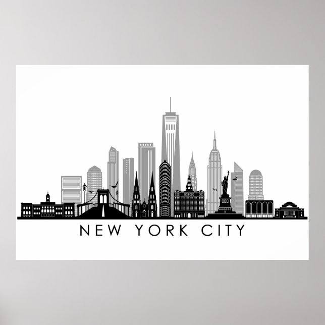NEW YORK Manhatten USA City Skyline Silhouette Poster (Framsidan)