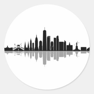 NEW YORK Manhatten USA City Skyline Silhouette Runt Klistermärke
