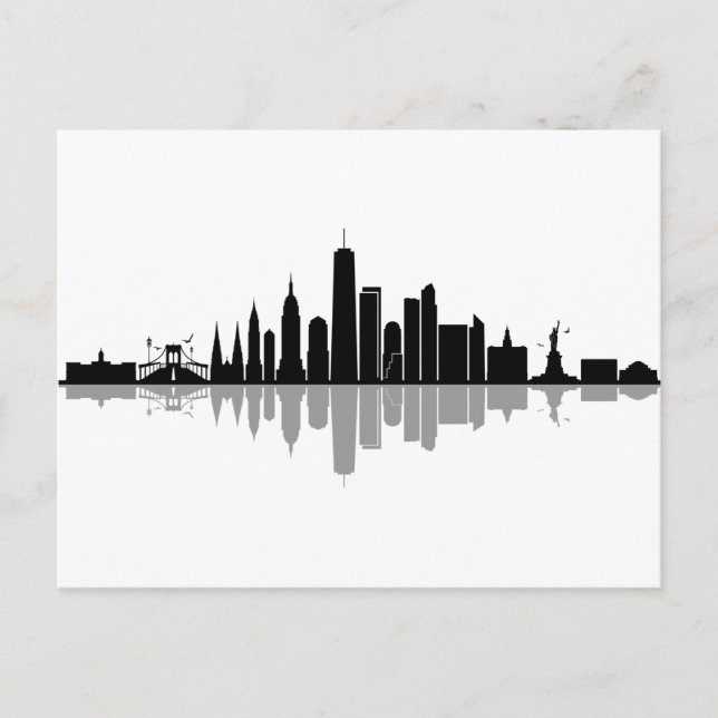NEW YORK Manhatten USA City Skyline Silhouette Vykort (Framsida)