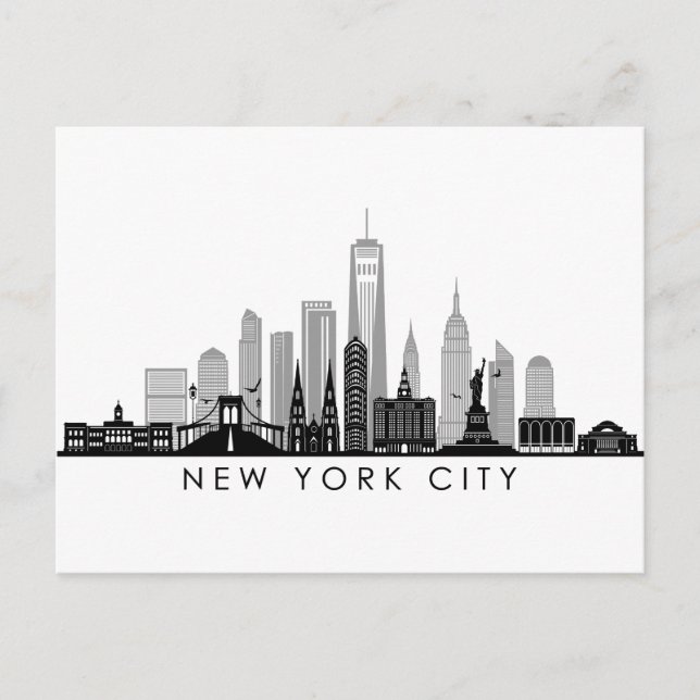NEW YORK Manhatten USA City Skyline Silhouette Vykort (Framsida)